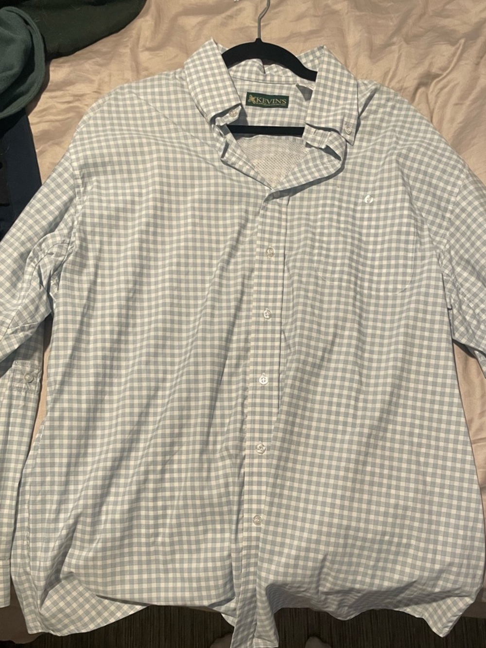 Kevin’s Signature Light Blue Checked Men's Dress Shirt